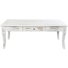 Mobilya Baba Daisy Beyaz Eskitme Orta Sehpa