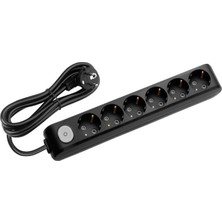 Viko Multi-Let Siyah 6'lı Anahtarlı Grup Priz Topraklı Çocuk Korumalı 4 Metre