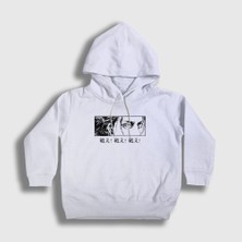Presmono Unisex Çocuk Beyaz Eren Yeager Flowers Anime Attack On Titan Kapüşonlu Sweatshirt