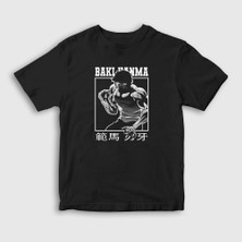 Presmono Unisex Çocuk Siyah Strong Anime Hanma Baki T-Shirt