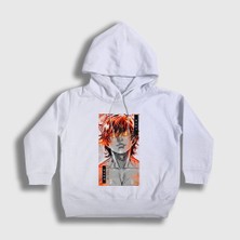 Presmono Unisex Çocuk Beyaz Fire Anime Hanma Baki Kapüşonlu Sweatshirt