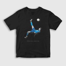 Presmono Unisex Çocuk Siyah Reverse Shot Rövaşata Cristiano Ronaldo T-Shirt