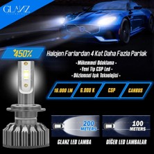 Glanz H1 Nero Pro Canbus Mini Slim Csp LED Xenon Şimşek 16000LM  6000K Beyaz Far Ampulü