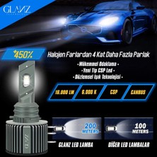 Glanz H15 Nero Pro Canbus Mini Slim Csp LED Xenon Şimşek 16000LM 6000K Beyaz Far Ampulü