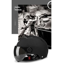 Black Tea Pilli Motosiklet Elektrikli Araç Kaskı Binme Yarım Kask Unisex Güvenlik Kaskı (Yurt Dışından)