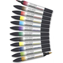 Winsor & Newton : Promarer Watercolour Suluboya Markör Seti : 12 Temel Renk