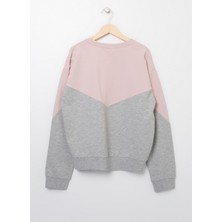 Lmtd Desenli Kız Çocuk Gri Melanj Sweatshirt Nkfvıbba Ls Short Boxy Sweat Unb