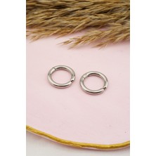 By Zeyna Aksesuar Unisex 316L Çelik Sıkıştırmalı Halka Küpe