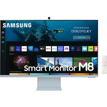 Samsung M8 LS32BM80BUUXUF 32" UHD (Type-C, Wifi, Bluetooth) Dahili Kameralı Yükseklik Ayarlı Mavi Smart Monitor