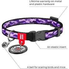 Waudog Collar Qr Pasaportlu Kedi Boyun Tasması 20-30 cm 10 mm "purple Camo"