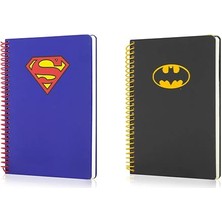 Mabbels Superman Butik Defter Çizgili 96 Yaprak 17X24 + Batman Butik Defter Çizgili 96 Yaprak 24X17