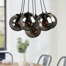 Begüsa Malta 7'li Avize Siyah Füme Cam