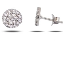 Parmas Design Kadın Yuvarlak Zirkon Taşlı 925 Ayar Gümüş Küpe