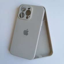 Gritty white iPhone 13 Pro Uyumlu Lansman Içi Kadife Kamera Korumali Silikon Telefon Kilifi