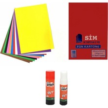 Sim 3 Lü Etkinlik Seti ( 10 Lu A4 Fon Kartonu + 10 Lu A4 Elişi Kağıdı + 25 gr Stick Yapıştırıcı)