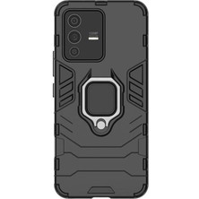 Microcase Vivo V23 5g Batman Serisi Yüzük Standlı Armor Kılıf - Siyah