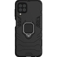 Microcase Samsung Galaxy M32 Batman Serisi Yüzük Standlı Armor Kılıf - Siyah