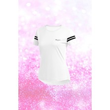 Poseidon Storm Büyük Beden Kadın Beyaz Dri-Fit Kumaş  Baskısız Yürüyüş ve Koşu Için Konforlu T-Shirt (4XL-10XL)