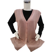 Fresh Moda Kadın Pudra Pembesi Merserize Yelek