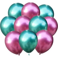 Hknys Pempe Yeşil Krom  Aynalı Balon Helyum Uyumlu 5'li