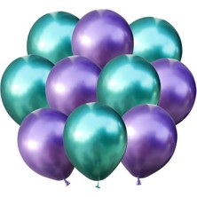 Hknys Mor Yeşil Krom Aynalı Balon Helyum Uyumlu 5'li