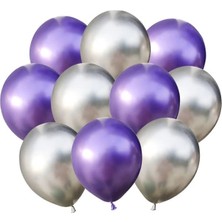 Hknys Gümüş Mor Krom Aynalı Balon Helyum Uyumlu 5'li