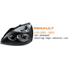Ayfar Far Sağ Renault Clıo Siyah 2001-2005