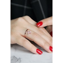 Argentum Concept M Harfi 925 Ayar Gümüş Rose Yüzük - Y021601