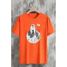 Flag Astronot Baskılı Tshirt