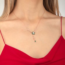 Miavi Silver 925 Ayar Gümüş Zümrüt Renkli Nergis Çiçeği Sarmaşık Kolye