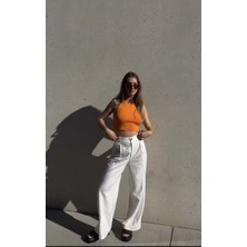 AÈC PRIVÈ Kadın Turuncu Fitilli Crop Top Atlet