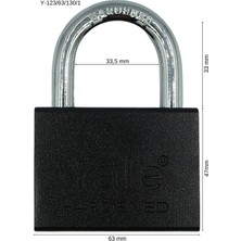 Yale Y123 Koruyuculu Asma Kilit-Siyah ( 63MM )