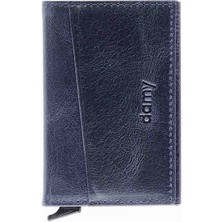 Damy Hakiki Deri Unisex Mekanizmalı Kartlık 611CR - Lacivert