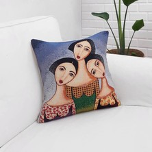 Körfez Kırlent Goblen Dokuma Kırlent Kılıfı 43 x 43 Cm
