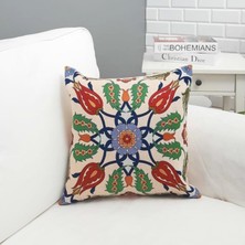 Körfez Kırlent Goblen Dokuma Kırlent Kılıfı Çini Motifli 43 x 43 Cm