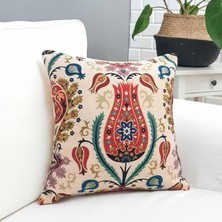 Körfez Kırlent Goblen Dokuma Kırlent Kılıfı Çini Motifli 43 x 43 Cm