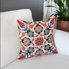 Körfez Kırlent Goblen Dokuma Kırlent Kılıfı Çini Motifli 43 x 43 Cm