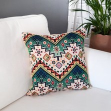 Körfez Kırlent Goblen Dokuma Kırlent Kılıfı Motifli Turkuaz 43 x 43 Cm