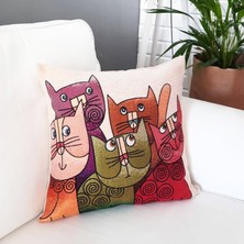 Körfez Kırlent Goblen Dokuma Kırlent Kılıfı Kedi Çetesi 43 x 43 Cm