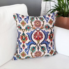 Körfez Kırlent Goblen Dokuma Kırlent Kılıfı Çini Motifli 43 x 43 Cm