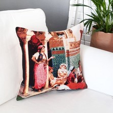 Körfez Kırlent Goblen Dokuma Kırlent Kılıfı Osmanlı Tablosu 43 x 43 Cm