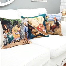 Körfez Kırlent Goblen Dokuma Kırlent Kılıfı 3'lü Tablo Kombin Set