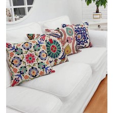 Körfez Kırlent Goblen Dokuma Kırlent Kılıfı 4'lü Karışık Kombin Set