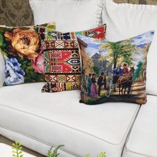 Körfez Kırlent Goblen Dokuma Kırlent Kılıfı 3'lü Kombin Set