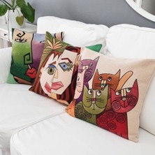 Körfez Kırlent Goblen Dokuma Kırlent Kılıfı 3'lü Kedili Kombin Set