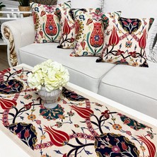 Körfez Kırlent Goblen Dokuma Kırlent Kılıfı ve Runner 4+1 Set