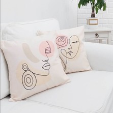 Körfez Kırlent Calm Faces Temalı Kırlent Kılıfı 2'li  Kombin Set