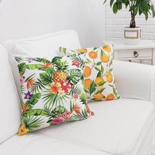 Körfez Kırlent Yaz Meyveleri Kırlent Kılıfı 2'li  Kombin Set