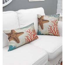 Körfez Kırlent Marin Desen Kırlent Kılıfı 2'li  Kombin Set