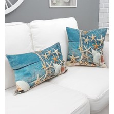 Körfez Kırlent Marin Desen Kırlent Kılıfı 2'li  Kombin Set